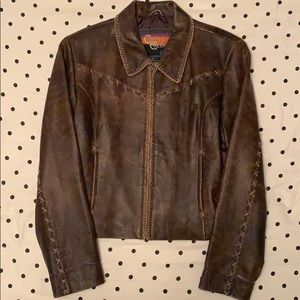 Women’s Cripple Creek Brown Leather Jacket XL